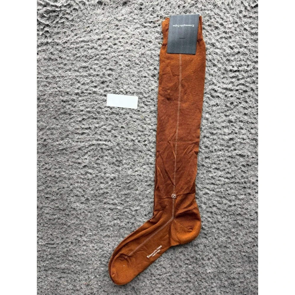 NWT Ermenegildo Zegna Baguette Cotton Knee Socks Vicunia One Size Unisex